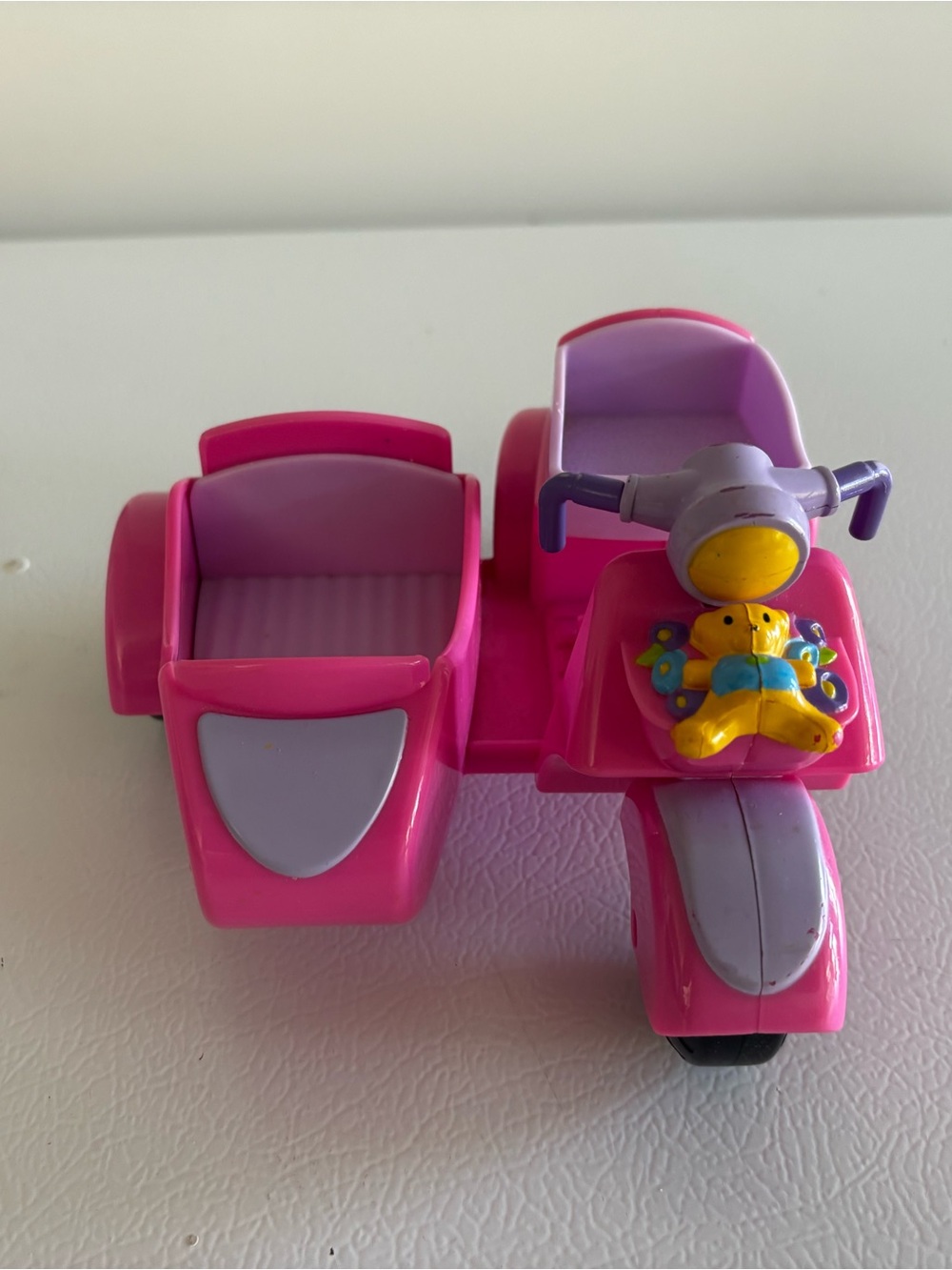 2/20$ 🐮Fisher Price Little People Scooter W/ Sidecar Pink Motorcycle Mattel 2007